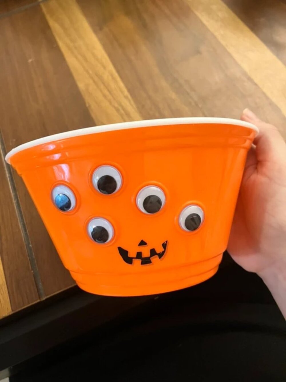 Halloween 2024 Orange Plastic Bowl Multiple Monster Eyes Spooky Plate Dish Party